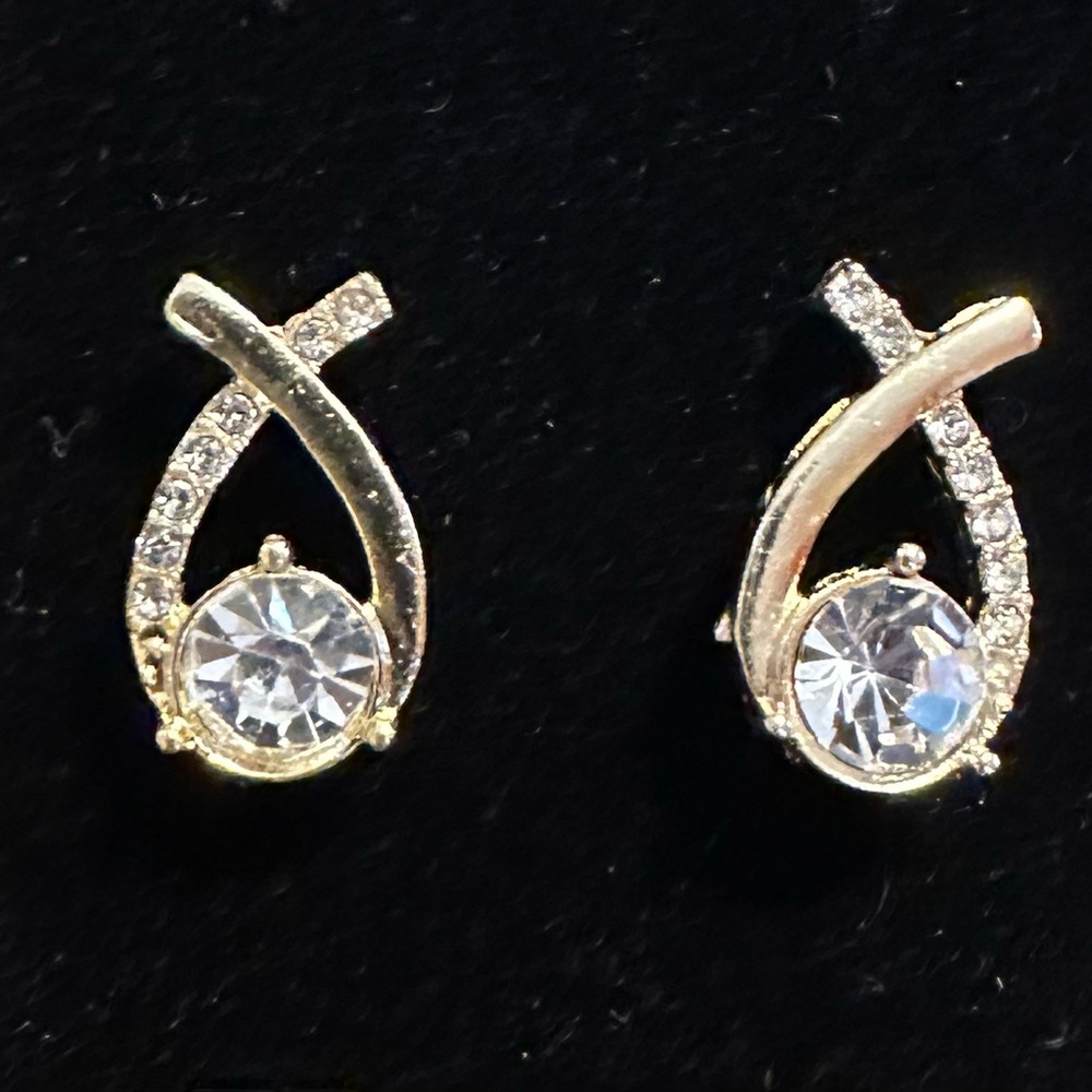 Elegant Gold and Silver Crystal Earrings